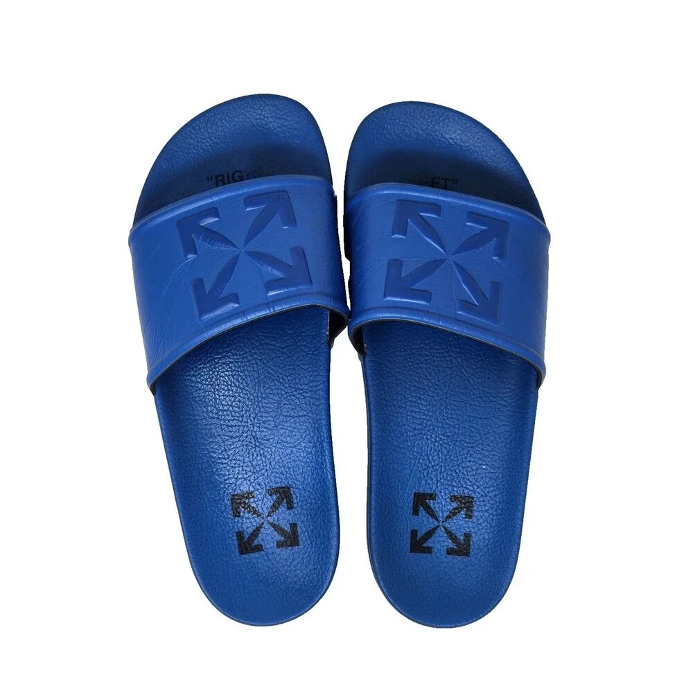 OFF-WHITE Virgil Abloh Rubber Sandals Arrow Pool Sliders Blue Size 40